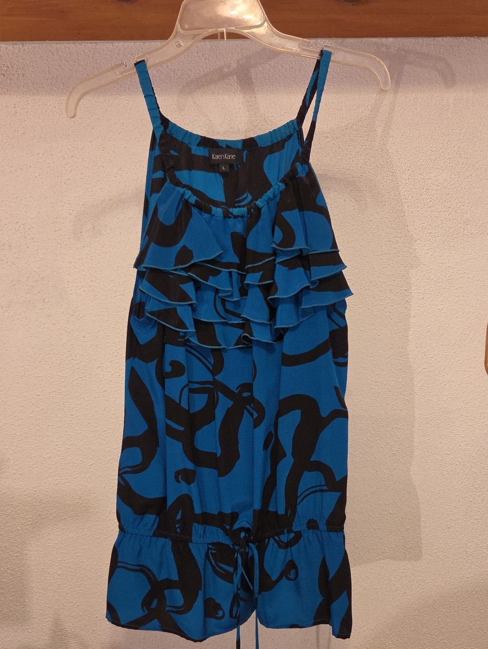 Karen Kane Teal-Blue & Black Ruffle Romper